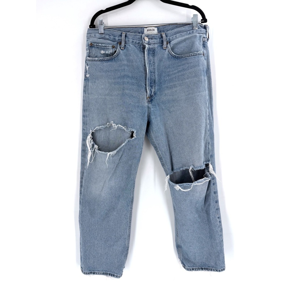 AGOLDE 90's Straight Leg Jeans Womens 30 Blue Distressed Grunge Indie Sleaze